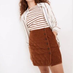 Madewell quilted corduroy button up skirt size 4
